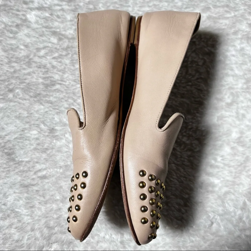 J Crew Darby Leather and Gold Studded Cap Toe Flats US 7.5 - Picture 5 of 13